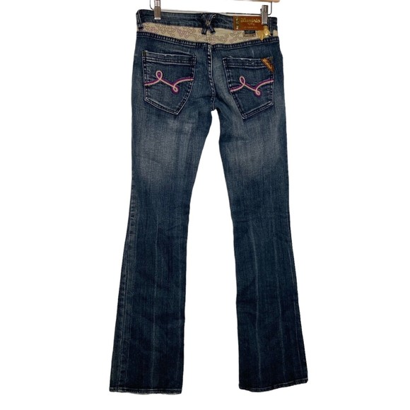 Luxirie by LRG Baby Heart Camo Bootcut Distressed Stretch Flared Jeans 26 NWT - Picture 2 of 12